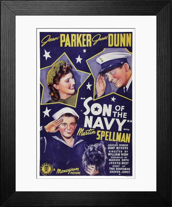 Framed Print : SON OF THE NAVY, US poster art, from top right: James Dunn, Jean Parker, Martin Spellman, Toto the dog, 1940