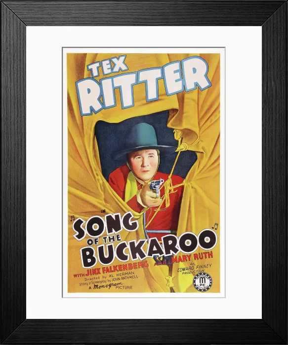 Framed Print : SONG OF THE BUCKAROO, US poster art, Tex Ritter, 1938