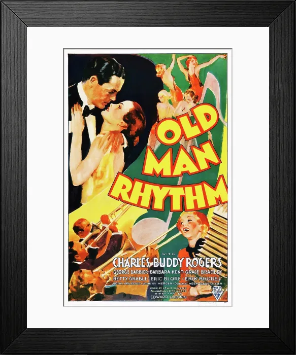 Framed Print : OLD MAN RHYTHM, US poster, from top: Charles Buddy Rogers, Barbara Kent, bottom right: Betty Grable, 1935