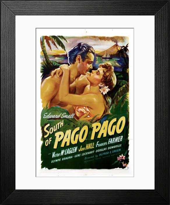 Framed Print : SOUTH OF PAGO PAGO, from left, Jon Hall, Frances Farmer, 1940