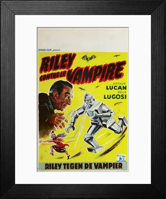 Framed Print : OLD MOTHER RILEY MEETS THE VAMPIRE, (aka RILEY CONTRE LE VAMPIRE, aka MOTHER RILEY MEETS THE VAMPIRE, aka VAMPIRE OVER LONDON), Belgian poster art