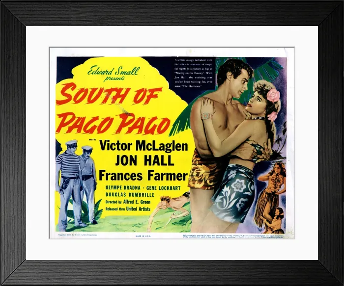 Framed Print : SOUTH OF PAGO PAGO, from left, Jon Hall, Frances Farmer, 1940