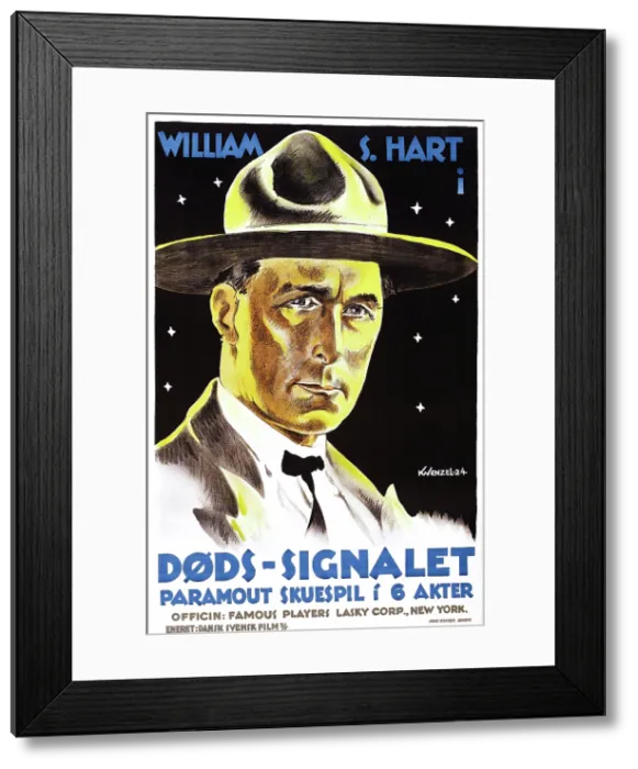 Framed Print : O'MALLEY OF THE MOUNTED, (aka DODS-SIGNALET), William S. Hart on Swedish poster art, 1921