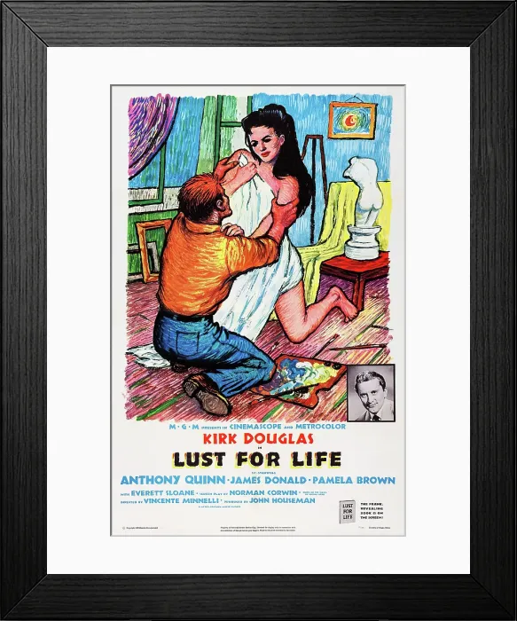 Framed Print : LUST FOR LIFE, lower right: Kirk Douglas on poster art, 1956