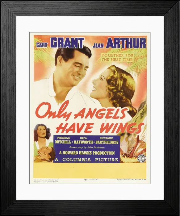 Framed Print : ONLY ANGELS HAVE WINGS, top from left: Cary Grant, Jean Arthur, bottom left from left: Rita Hayworth, Cary Grant on window card, 1939 Framed Print : ONLY ANGELS HAVE WINGS, top from left: Cary Grant, Jean Arthur, bottom left from left: Rita Hayworth, Cary Grant on window card, 1939