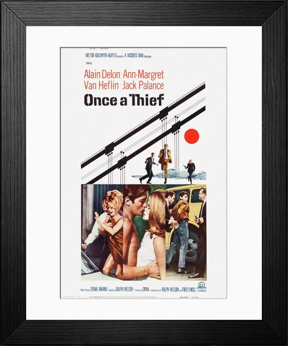 Framed Print : ONCE A THIEF, US poster art, bottom from left: Alain Delon, Ann-Margret, (twice), Steve Mitchell, Alain Delon, Van Heflin, 1965