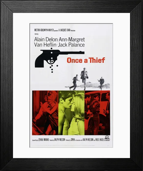 Framed Print : ONCE A THIEF, US poster, bottom center from left: Alain Delon, Ann-Margret, 1965 Framed Print : ONCE A THIEF, US poster, bottom center from left: Alain Delon, Ann-Margret, 1965