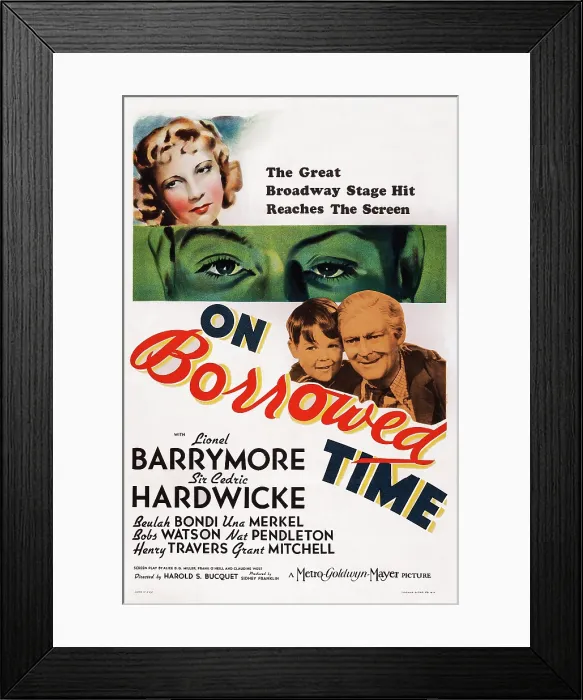 Framed Print : ON BORROWED TIME, US poster art, from left: Bobs Watson, Lionel Barrymore, 1939 Framed Print : ON BORROWED TIME, US poster art, from left: Bobs Watson, Lionel Barrymore, 1939
