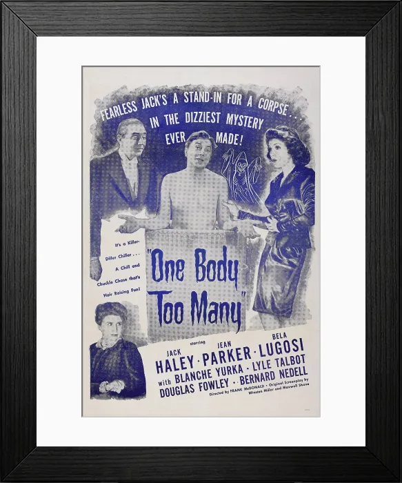 Framed Print : ONE BODY TOO MANY, US poster art, from left: Bela Lugosi, Jack Haley, Jean Parker, 1944