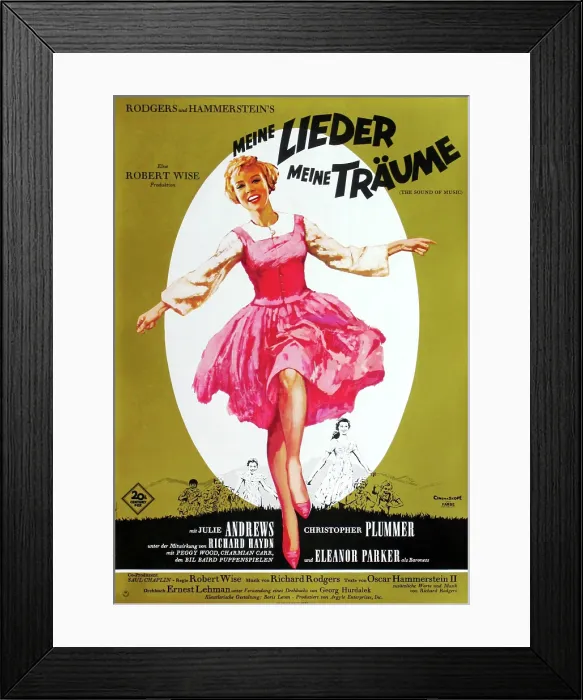 Framed Print : THE SOUND OF MUSIC (aka MEINE LIEDER MEINE TRAUME), Julie Andrews, (German Poster Art), 1965. TM and Copyright 20th Century Fox Film Corp. All rights reserved