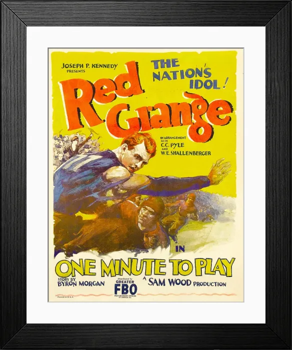 Framed Print : ONE MINUTE TO PLAY, on left, wearing blue shirt: Harold Red Grange, 1926 Framed Print : ONE MINUTE TO PLAY, on left, wearing blue shirt: Harold Red Grange, 1926