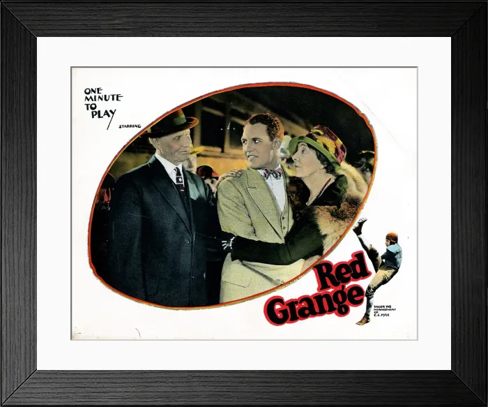Framed Print : ONE MINUTE TO PLAY, from left, Charles Ogle, Harold Red Grange, Edythe Chapman, 1926
