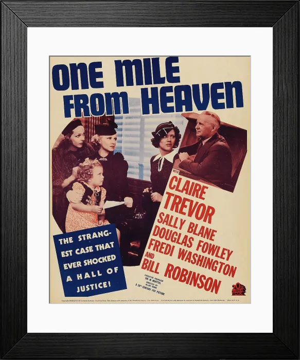 Framed Print : ONE MILE FROM HEAVEN, 3rd from left: Claire Trevor, far right: Douglas Fowley on window card, 1937, TM and Copyright 20th Century Fox Film Corp Framed Print : ONE MILE FROM HEAVEN, 3rd from left: Claire Trevor, far right: Douglas Fowley on window card, 1937, TM and Copyright 20th Century Fox Film Corp