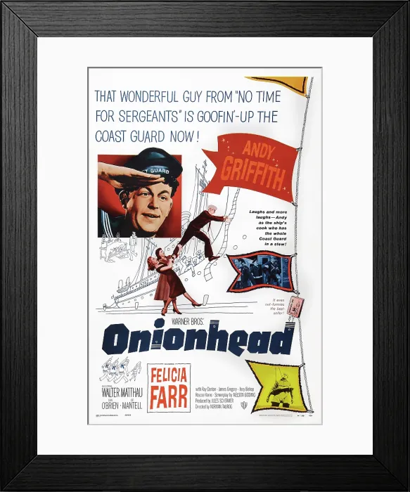 Framed Print : ONIONHEAD, US poster art, clockwise from top left: Andy Griffith (twice), Erin O'Brien, Felicia Farr, 1958 Framed Print : ONIONHEAD, US poster art, clockwise from top left: Andy Griffith (twice), Erin O'Brien, Felicia Farr, 1958
