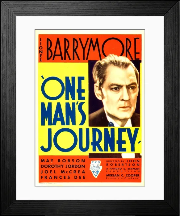 Framed Print : ONE MAN'S JOURNEY, Lionel Barrymore on midget window card, 1933
