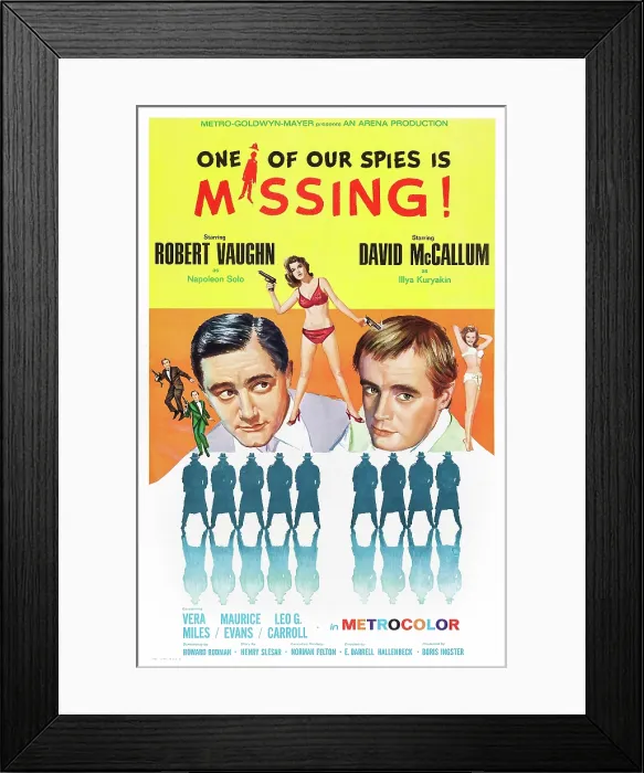 Framed Print : ONE OF OUR SPIES IS MISSING, US poster art, from left: Robert Vaughn, David McCallum, 1966