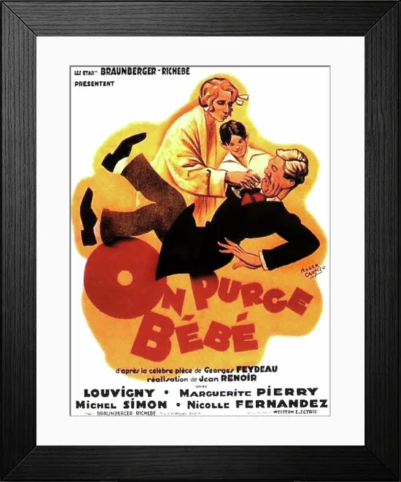 Framed Print : ON PURGE BEBE, from top on French poster art: Marguerite Pierry, Sacha Tarride, Michel Simon, 1931
