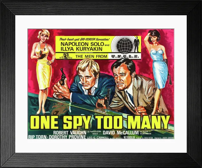 Framed Print : ONE SPY TOO MANY, l-r: David McCallum, Robert Vaughn on poster art, 1966