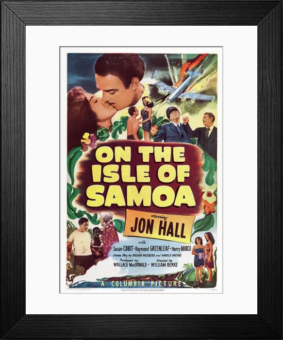 Framed Print : ON THE ISLE OF SAMOA, US poster, top left: Susan Cabot, Jon Hall, 1950