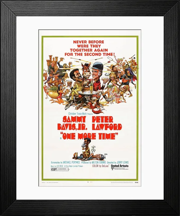 Framed Print : ONE MORE TIME, US poster, center and bottom from left: Sammy Davis Jr. Peter Lawford, illustration by Jack Davis, 1970