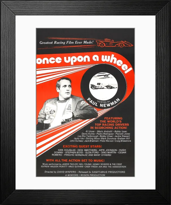 Framed Print : ONCE UPON A WHEEL, Paul Newman, 1971