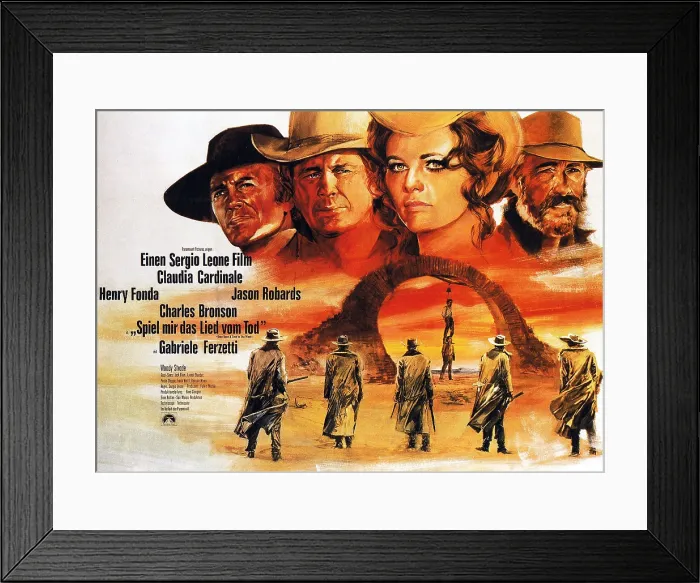 Framed Print : ONCE UPON A TIME IN THE WEST, (aka C'ERA UNA VOLTA IL WEST, aka SPIEL MIR DAS LIED VOM TOD), top from left: Henry Fonda, Charles Bronson, Claudia Cardinale