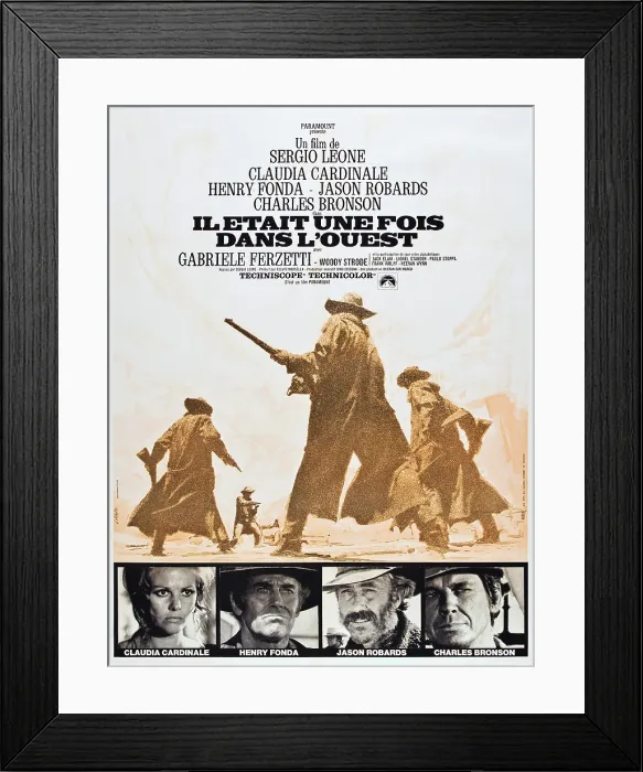 Framed Print : ONCE UPON A TIME IN THE WEST, (aka IL ETAIT UNE FOIS DANS L'OUEST, French poster, bottom from left: Claudia Cardinale, Henry Fonda, Jason Robards, Charles Bronson, 1968)