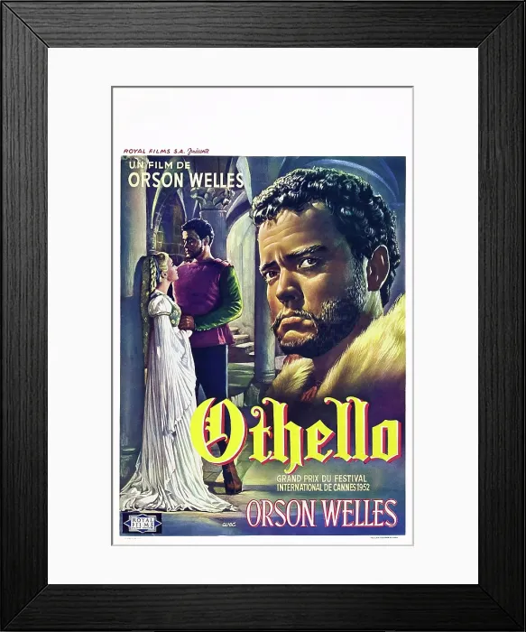 Framed Print : THE TRAGEDY OF OTHELLO: THE MOOR OF VENICE, Orson Welles, (Belgian poster art), 1952