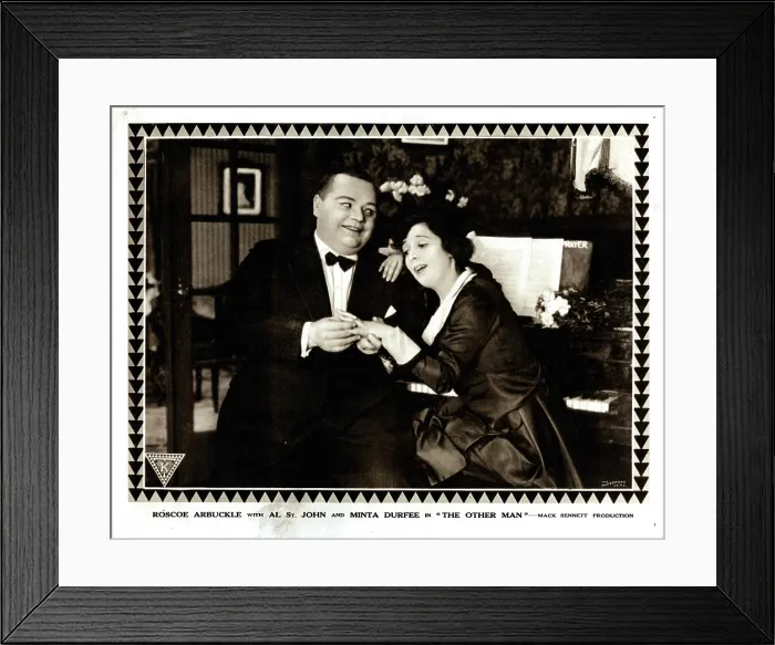 Framed Print : THE OTHER MAN, lobbycard, left: Roscoe Fatty Arbuckle, 1916 Framed Print : THE OTHER MAN, lobbycard, left: Roscoe Fatty Arbuckle, 1916