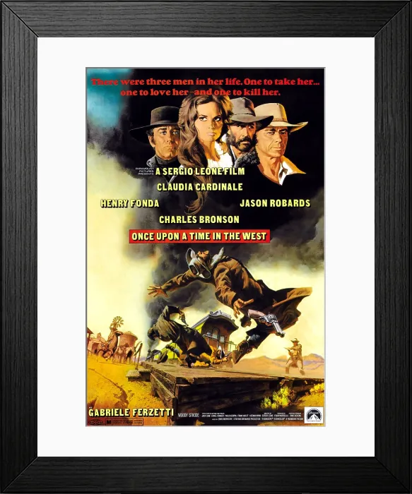 Framed Print : ONCE UPON A TIME IN THE WEST (aka C'ERA UNA VOLTA IL WEST), top from left: Henry Fonda, Claudia Cardinale, Jason Robards, Charles Bronson, 1968