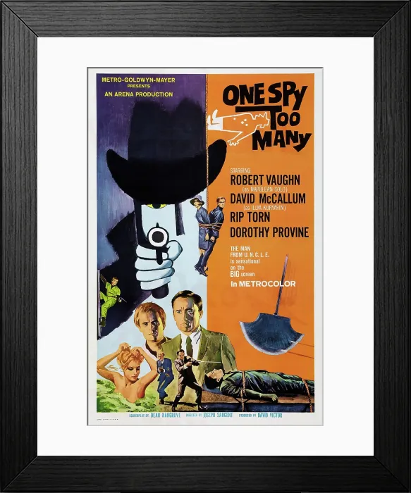 Framed Print : ONE SPY TOO MANY, bottom from left: Dorothy Provine, David McCallum, Robert Vaughn, 1966