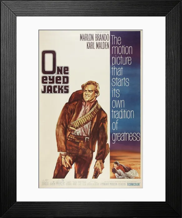 Framed Print : ONE-EYED JACKS, US poster art, Marlon Brando, 1961 Framed Print : ONE-EYED JACKS, US poster art, Marlon Brando, 1961