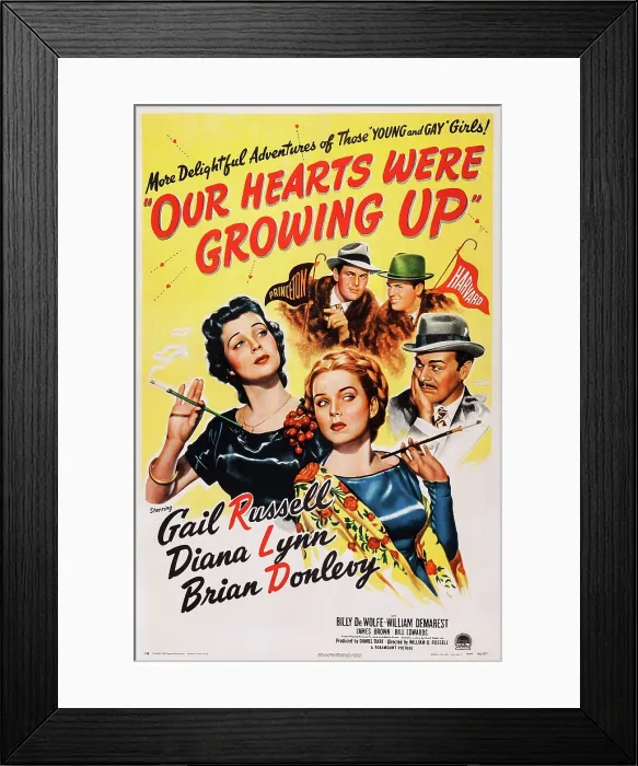 Framed Print : OUR HEARTS WERE GROWING UP, US poster, from left: Gail Russell, Diana Lynn, Brian Donlevy, 1946 Framed Print : OUR HEARTS WERE GROWING UP, US poster, from left: Gail Russell, Diana Lynn, Brian Donlevy, 1946