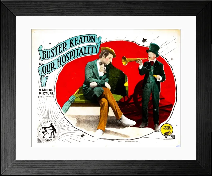 Framed Print : OUR HOSPITALITY, seated left: Buster Keaton on lobbycard, 1923