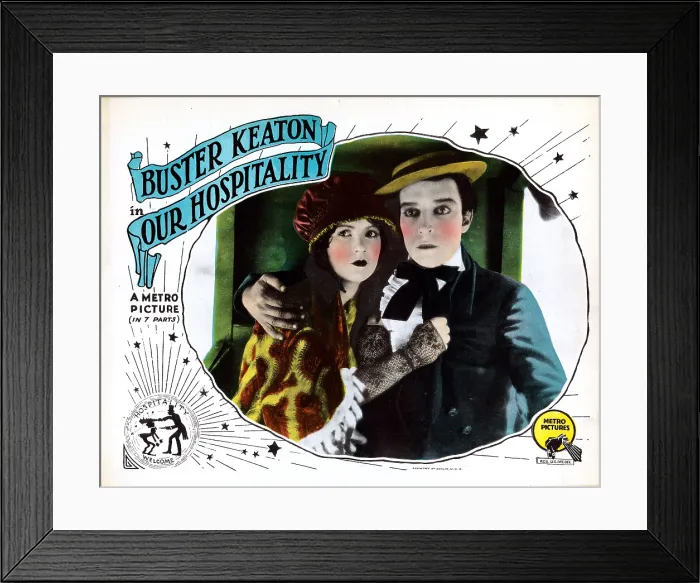 Framed Print : OUR HOSPITALITY, US lobbycard, from left: Natalie Talmadge, Buster Keaton, 1923
