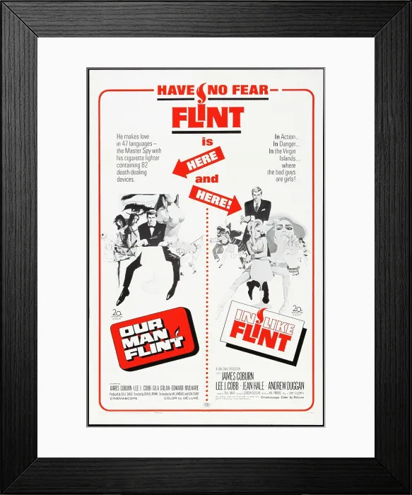 Framed Print : OUR MAN FLINT, 1966, IN LIKE FLINT, 1967, US poster, James Coburn. TM and Copyright 20th Century Fox Film Corp. All rights reserved / courtesy Everett Collection