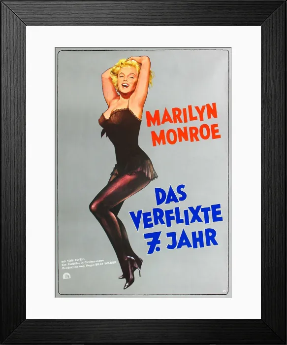 Framed Print : THE SEVEN YEAR ITCH, (aka DAS VERFLIXTE 7. JAHR), Marilyn Monroe on German poster art, 1955, TM and Copyright 20th Century Fox Film Corp