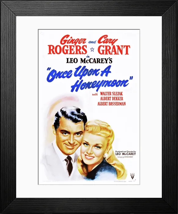 Framed Print : ONCE UPON A HONEYMOON, from left: Cary Grant, Ginger Rogers, 1942 Framed Print : ONCE UPON A HONEYMOON, from left: Cary Grant, Ginger Rogers, 1942