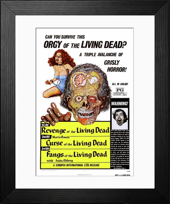 Framed Print : KILL BABY, KILL, (aka OPERAZIONE PAURA, aka CURSE OF THE LIVING DEAD), playing a triple bill with REVENGE OF THE LIVING DEAD, (aka LA LAMA NEL CORPO)