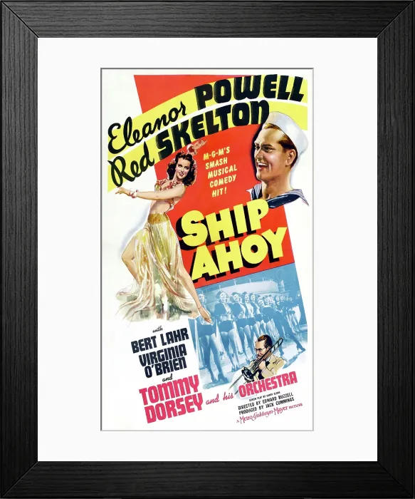 Framed Print : SHIP AHOY, clockwise from left, Eleanor Powell, Red Skelton, Tommy Dorsey, 1942