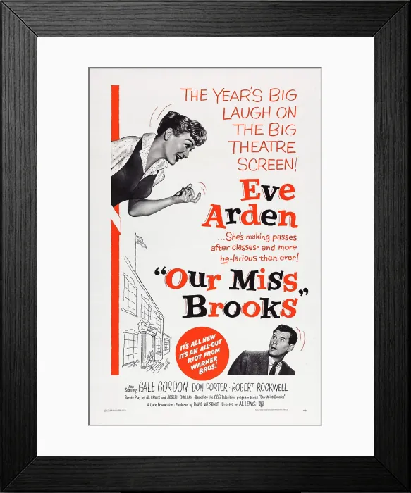 Framed Print : OUR MISS BROOKS, US poster art top left: Eve Arden; bottom right: Robert Rockwell, 1956 Framed Print : OUR MISS BROOKS, US poster art top left: Eve Arden; bottom right: Robert Rockwell, 1956
