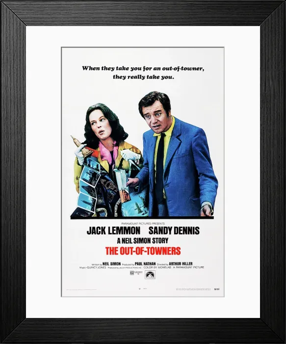 Framed Print : THE OUT-OF-TOWNERS, US poster art, from left: Sandy Dennis, Jack Lemmon, 1970 Framed Print : THE OUT-OF-TOWNERS, US poster art, from left: Sandy Dennis, Jack Lemmon, 1970