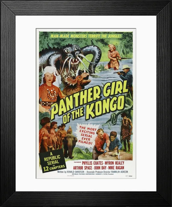 Framed Print : PANTHER GIRL OF THE KONGO, US poster art, left: Phyllis Coates, 1955 Framed Print : PANTHER GIRL OF THE KONGO, US poster art, left: Phyllis Coates, 1955