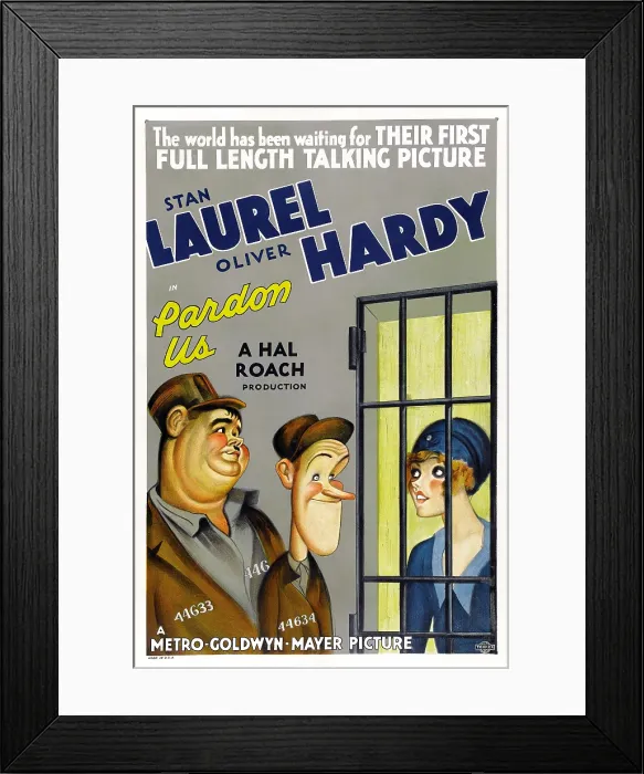 Framed Print : PARDON US, poster art, from left: Oliver Hardy, Stan Laurel [Laurel and Hardy], 1931