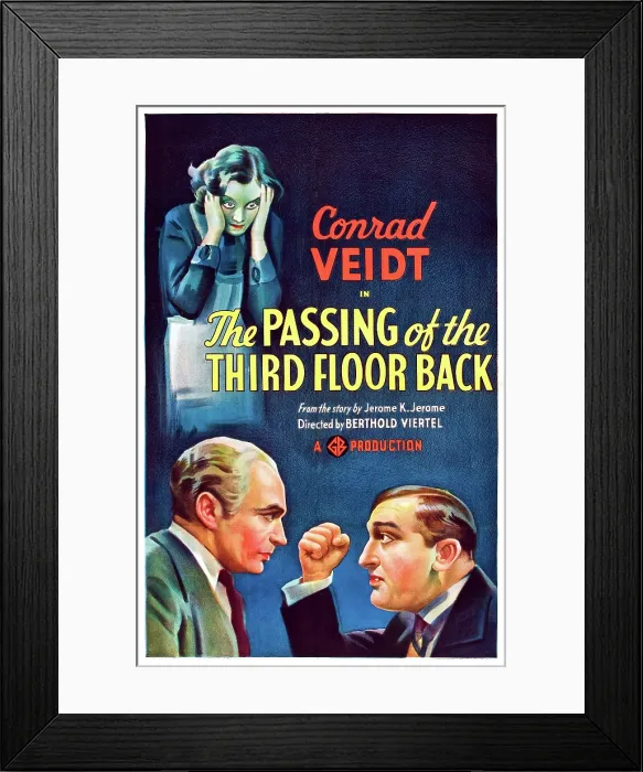 Framed Print : THE PASSING OF THE THIRD FLOOR BACK, top: Rene Ray, bottom from left: Conrad Veidt, Frank Cellier on poster art, 1935