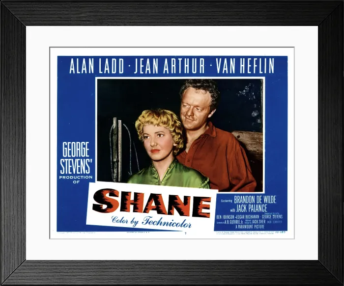Framed Print : SHANE, from left, Jean Arthur, Van Heflin, 1953