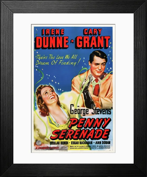 Framed Print : PENNY SERENADE, from left: Irene Dunne, Cary Grant on poster art, 1941