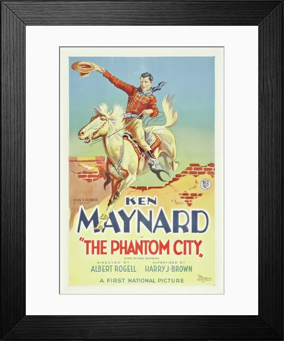 Framed Print : THE PHANTOM CITY, Ken Maynard, 1928 Framed Print : THE PHANTOM CITY, Ken Maynard, 1928