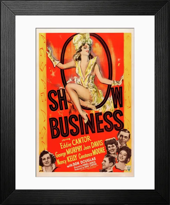 Framed Print : SHOW BUSINESS, US poster, Constance Moore (bottom left), George Murphy, Joan Davis, Eddie Cantor, Nancy Kelly, (bottom right, clockwise from bottom), 1944
