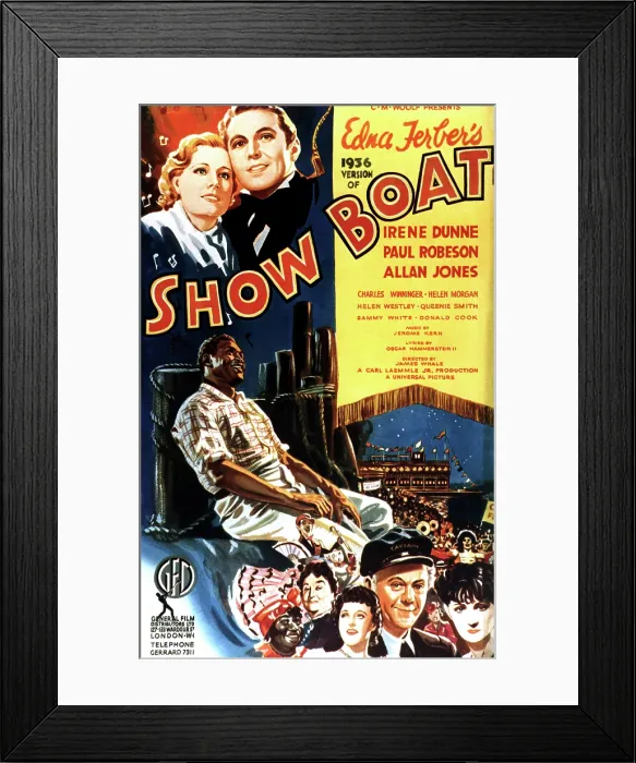 Framed Print : SHOW BOAT, top from left: Irene Dunne, Allan Jones, Paul Robeson (center), bottom from left: Helen Westley, Helen Morgan, Charles Winninger, 1936